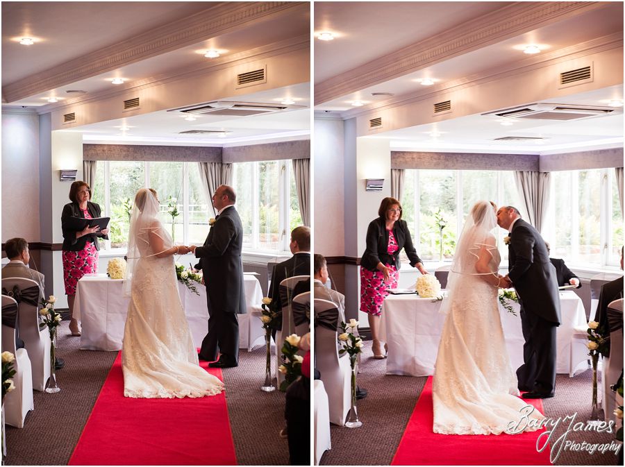 Two camera coverage captures the full story of the wedding ceremony at The Moat House in Acton Trussell by Stafford Wedding Photographer Barry James