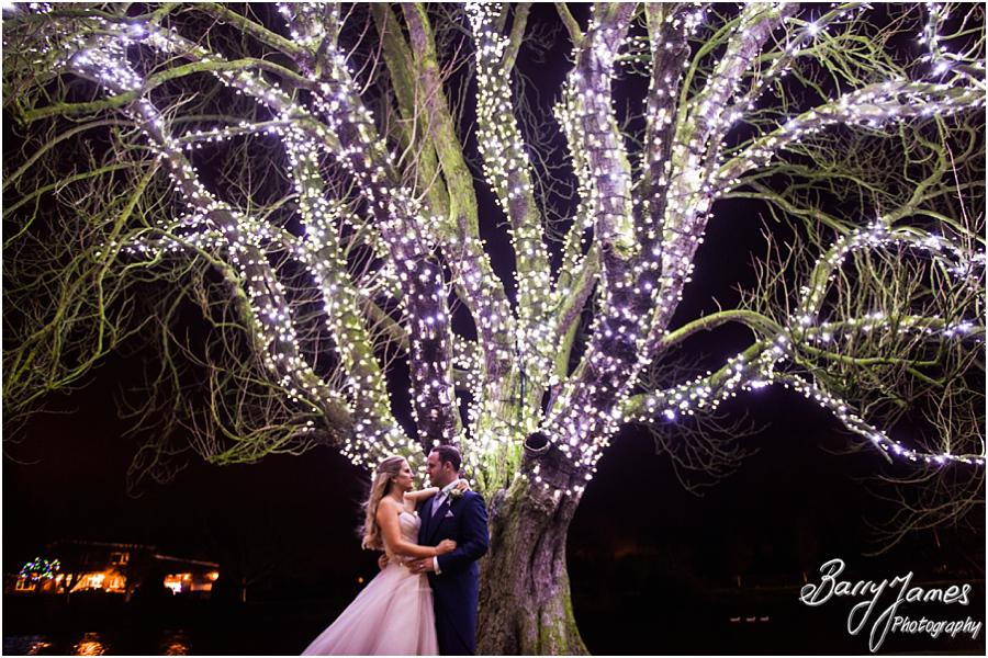 Creative portraits by the illuminated tree at The Moat House in Acton Trussell by Wolverhampton Wedding Photographer Barry James